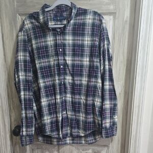 Ralph Lauren Men's Plaid Shirt - Navy, White, and Red